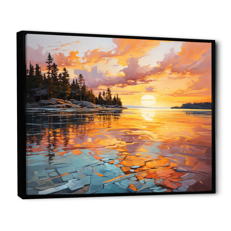 Writhlington Canada Morning Reflections II sur impression sur toile, Cadre flottant noir, H 16 po x l 32 po x P 1 po