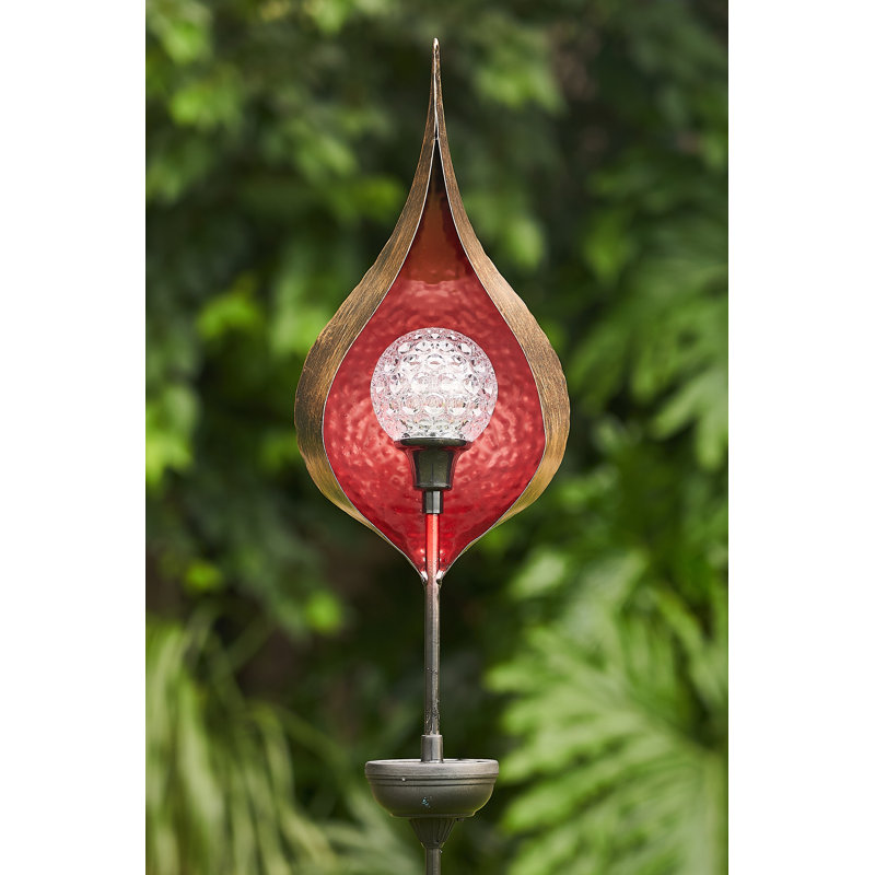 Raindrop de jardin solaire en fer Remona, Rouge