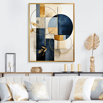 Impression sur toile géométrique moderne organique simple bleu marine I
