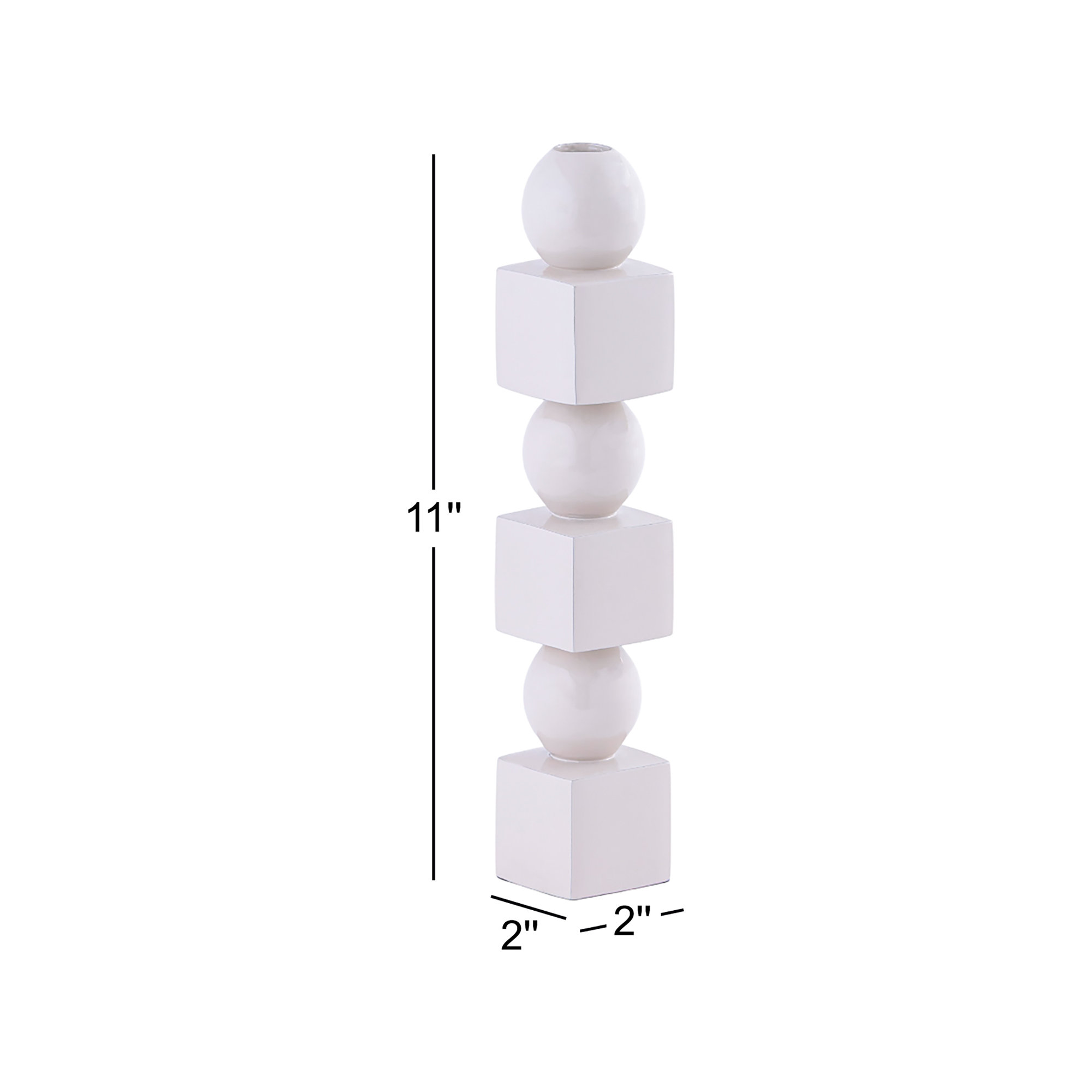 Aluminium Candle Holder Med, White, 11" H x 2" W x 2" D