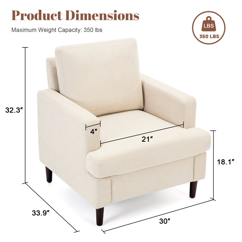 Mid-Century Linen Accent Chair – Stylish, Beige