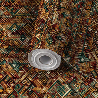 Papier peint auto-adhésif à motif zigzag tribal auto-adhésif et amovible 24 po x 118 po (60 x 300 cm)