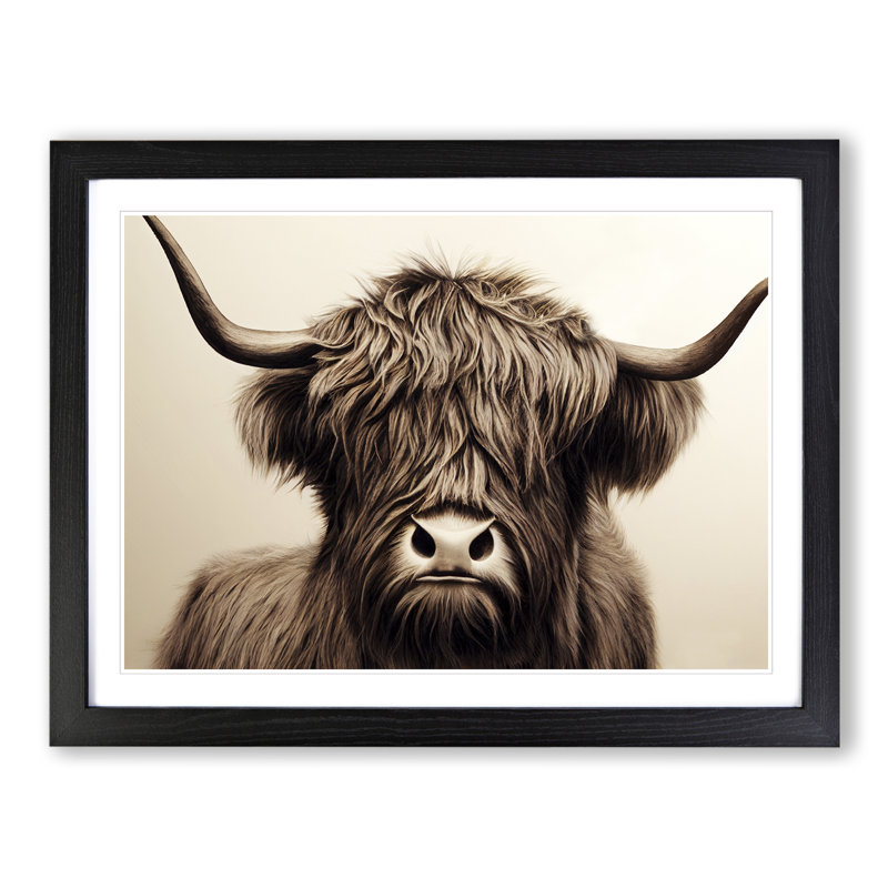 Highland Cow View Vol.1 - Framed Print, Black, 34cm H x 46cm W x 2cm D