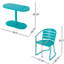 Bistro de jardin élégant - Fer, bleu sarcelle mat, 2 chaises et table ovale pour un confort optimal. Aspect de fer mat.