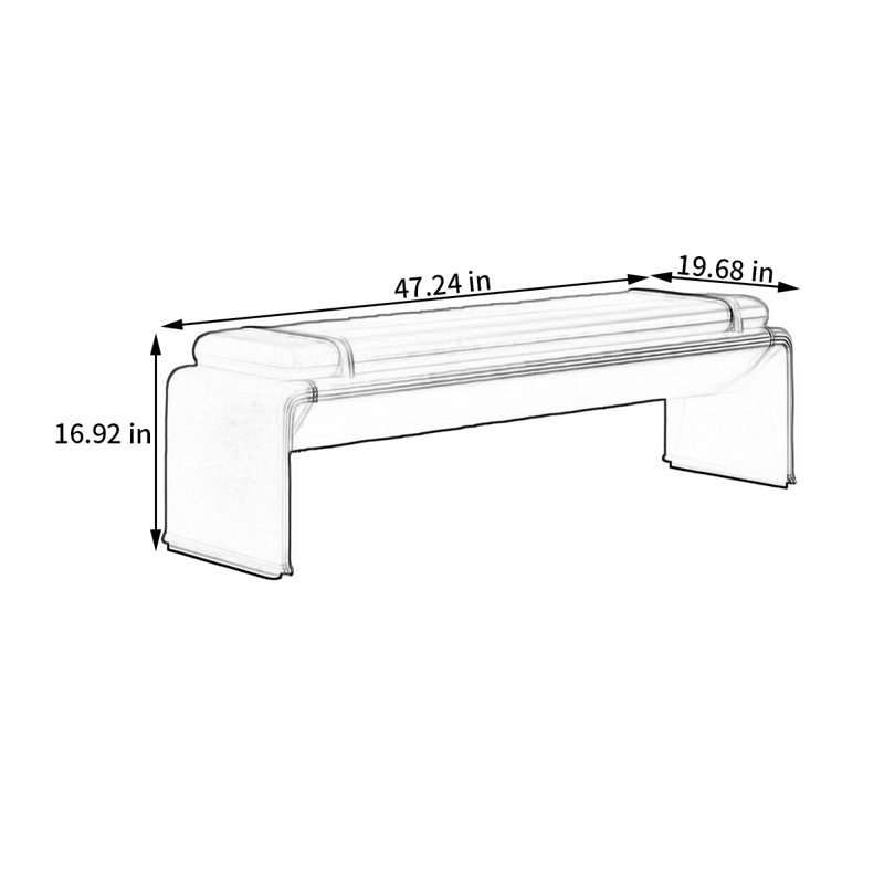 Banc de rangement Navjodh, Blanc cassé, H 16,92 po x l 47,24 po x P 19,68 po