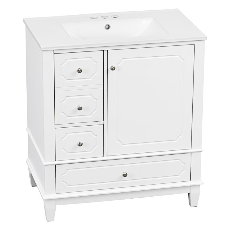 Freestanding Bathroom Vanity With Sink, Black, White