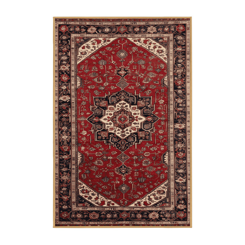Machine Washable Turkish Brown Area Rug, Rectangle 7' x 10'