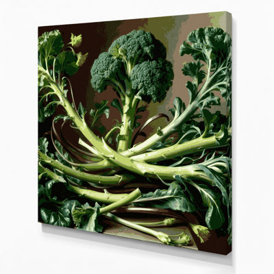 Vegetables Broccoli Rabe Brown Canvas Wall Art