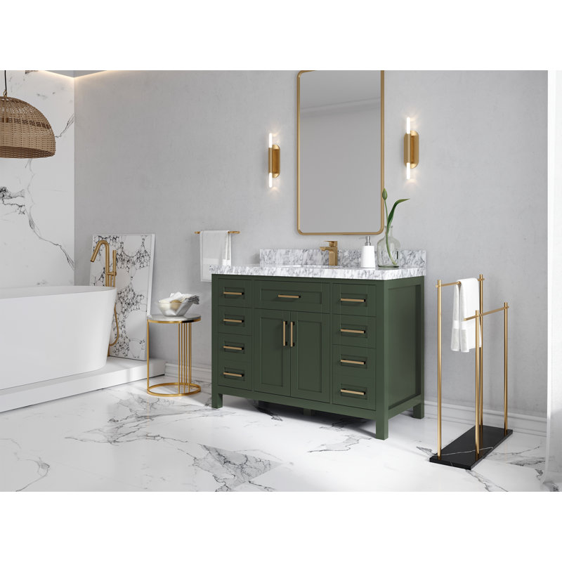 Ensemble de meuble-lavabo simple 48 po, Marbre de Carrare