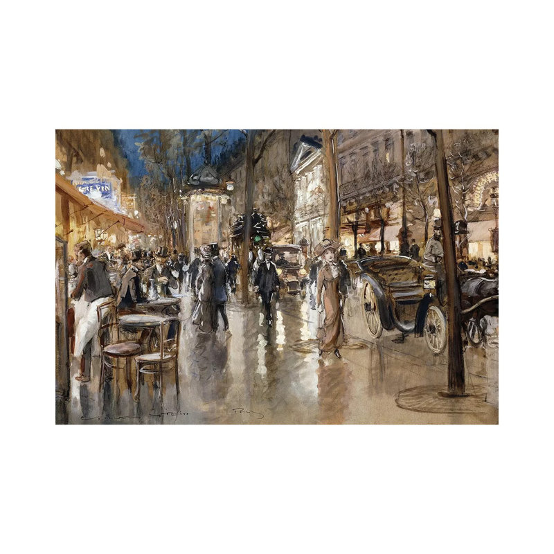 Evening On A Parisian Boulevard by Georges Stein - Wrapped Canvas Print, 101.6 cm H x 66.04 cm W x 1.91 cm D