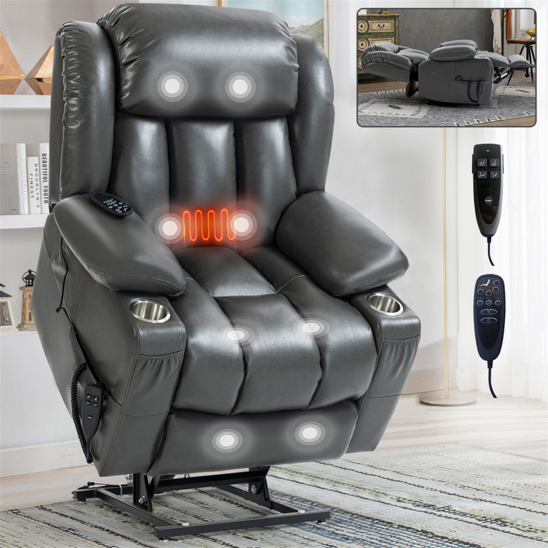 Dual Motor Infinite Position Up To 350 LBS Leatherair Power Lift Recliner Chair