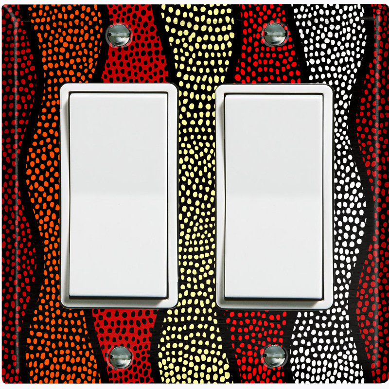 Metal Light Switch Plate Outlet Cover (Safari Pattern African Tribal Dot Art Stripes   - Single Toggle)