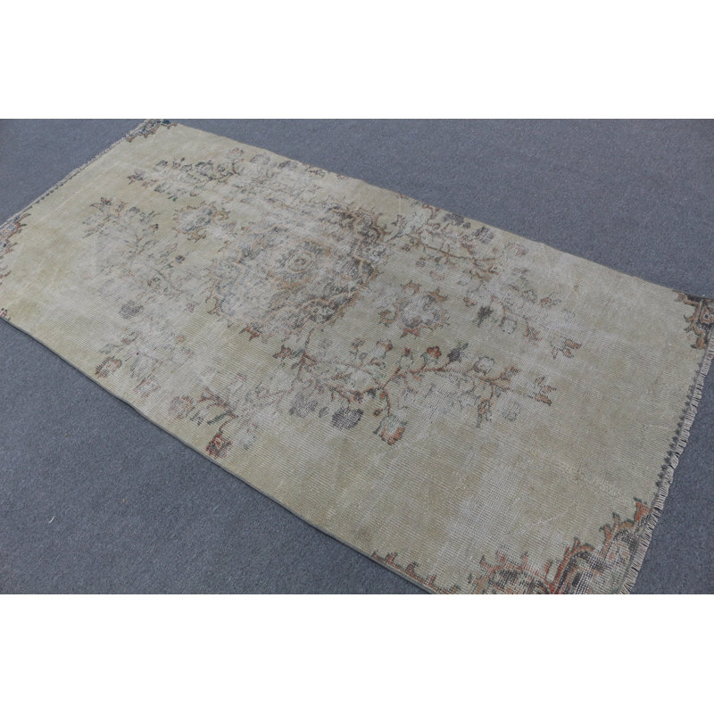 Tapis turc rétro beige pour la décoration intérieure - tapis de laine bohémien parfait pour l'intérieur