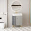 Meuble-lavabo à tablettes ouvertes 21,6 po avec évier en céramique et porte à fermeture en douceur-1273278872