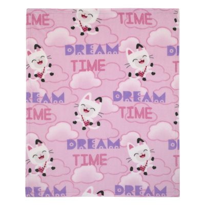 DreamWorks Gabby's Dollhouse Dream It Up Pink and Purple Pandy Paws Super Soft Toddler Blanket