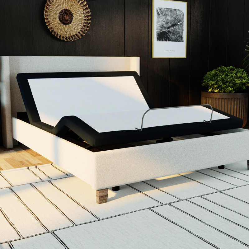 Queen Adjustable Base With Zero And Dependable Metal Build Bed Platform Memory Buttons - Head Foot Articulations, Wireless Remote, Grey