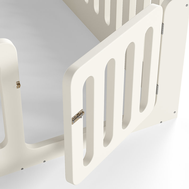 Lit Montessori au niveau du sol avec rails hauts, Grand lit, Beige