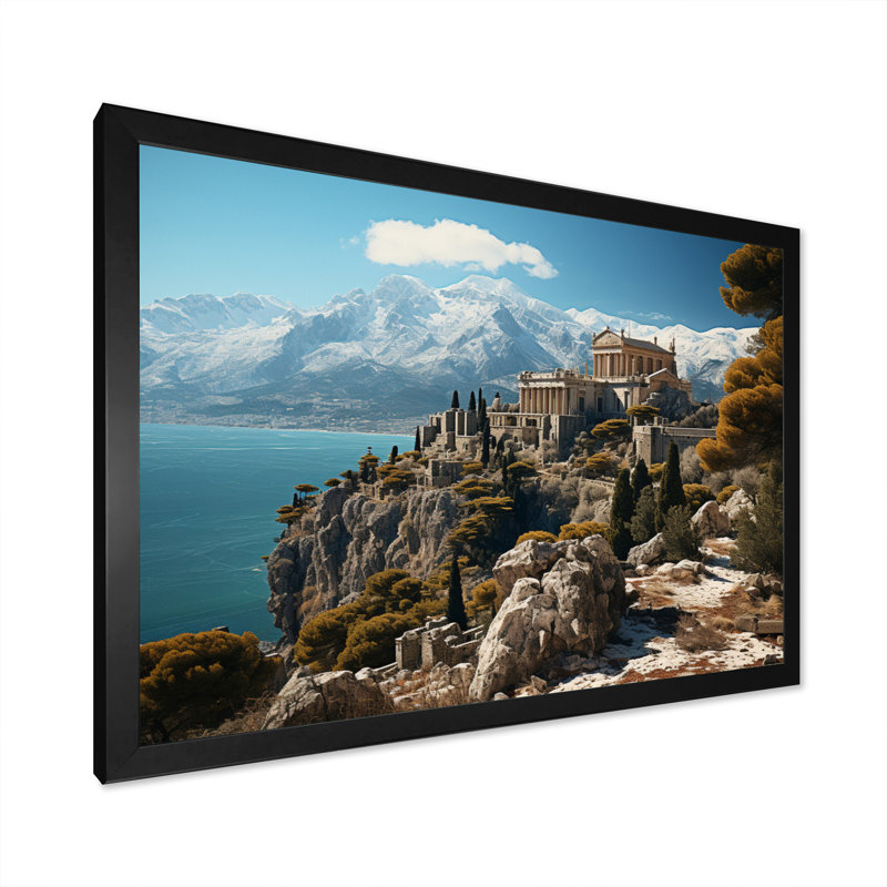 " Greece Mythical Parnassus ", Black Picture Framed, 34" H x 44" W x 1.5" D