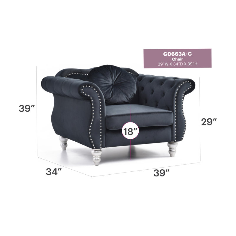 Chaise avec accoudoirs évasés chic Chic, Black