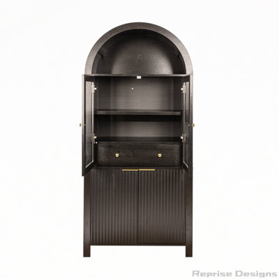 Garde-manger cannelé arqué 71 po avec porte vitrée et tiroir caché 71 po