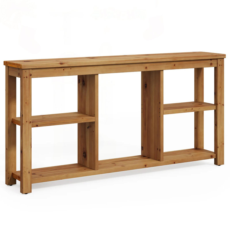 Solid Wood Adjustable Shelf Console Table with Customizable Storage
