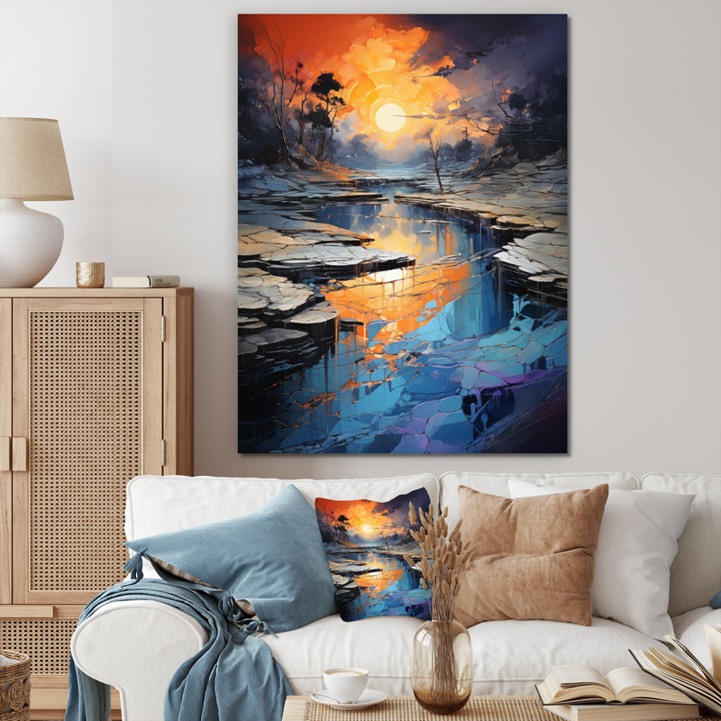 «Green Orange Bold Abstract Flow Collage II», reproductions d'art mural abstrait, H 20 po x l 12 po x P 1 po, Toile tendue