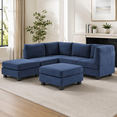 Durable Polyester Modular Sectional With Tool-Free Assembly
