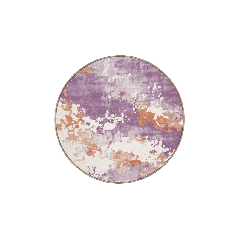 Tapis beige soyeux et moelleux, Rond 3 pi
