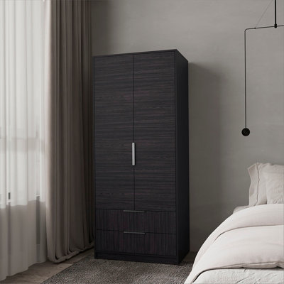 Armoire 2 tiroirs avec tringle suspendue Wengue