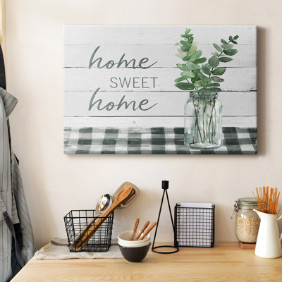Toile tendue avec châssis de qualité supérieure Eucalyptus Home Sweet Home