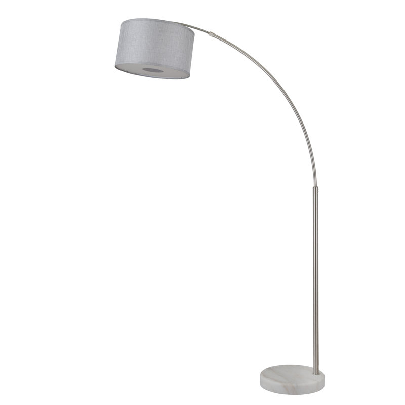 Lampe sur pied arquée Humairah, gris, Chrome