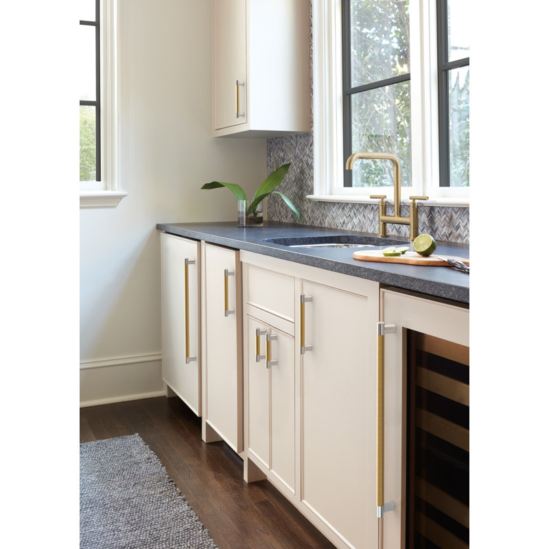 Polished Nickel and Champagne Bronze Modern Cabinet Pull