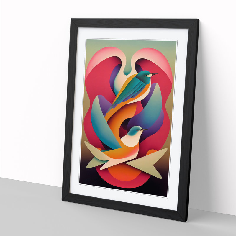 Swallow Bird Abstract Vol.2 - Single Picture Frame Print, 64cm H x 46cm W x 2cm D, Black