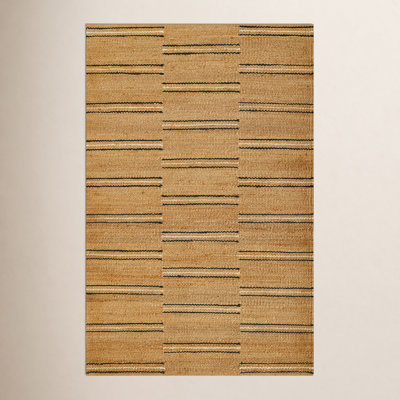 Natural Hand-Woven Striped Jute Rug