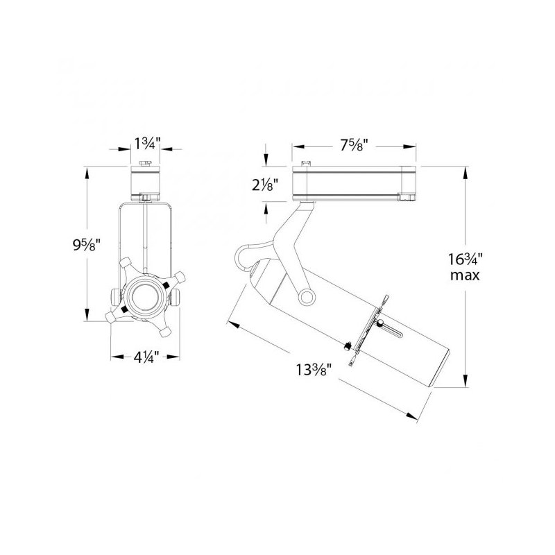 Tête de rail pour projecteur de charpente, Série Lightolier, Blanc