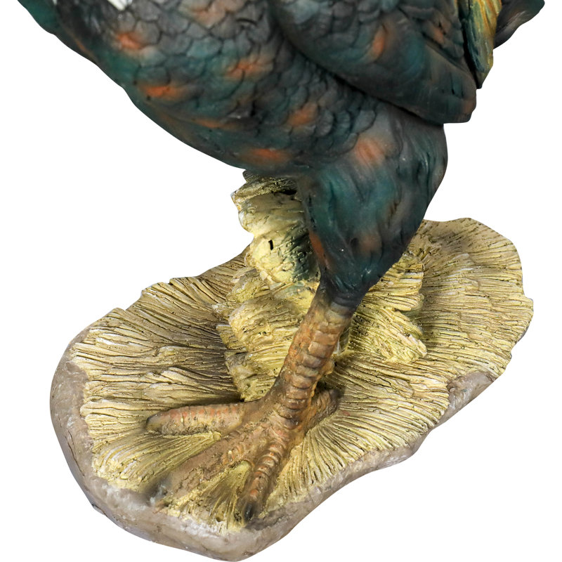 22.4" Multicolor Concrete Rooster Garden Statue