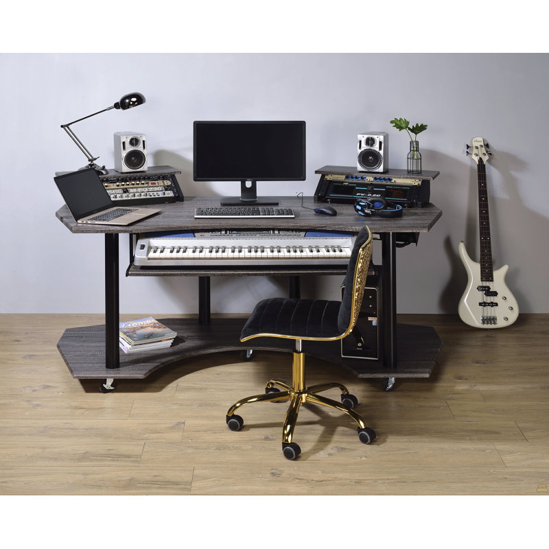 Bureau studio 71 po Eleazar, H 37 po x l 40 po x P 71 po, Chêne foncé / noir