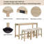 Ensemble de table de bar 4 pièces avec prise de courant, ensemble de table de bar avec chaises, table de bar avec tabourets, table de canapé derrière avec 3 tabourets rembourrés pour le salon, la salle à manger, chêne clair