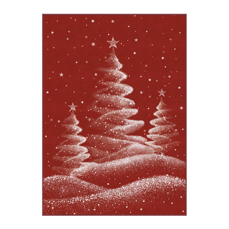 Tapis lavable avec tapis antidérapant Loly Christmas, Rectangle 6 pi x 9 pi