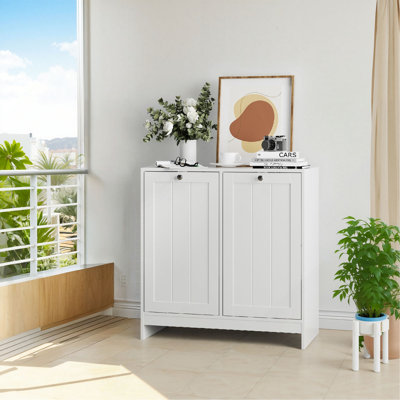 Panier à linge incliné avec panier amovible, panier à linge caché, armoire de rangement pour panier de salle de bain, organisateur de maison autoportant