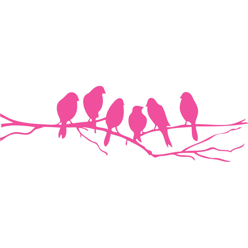 Autocollant mural en vinyle PVC - citation de branches d'oiseaux - décoration murale amovible et facile à appliquer, Rose