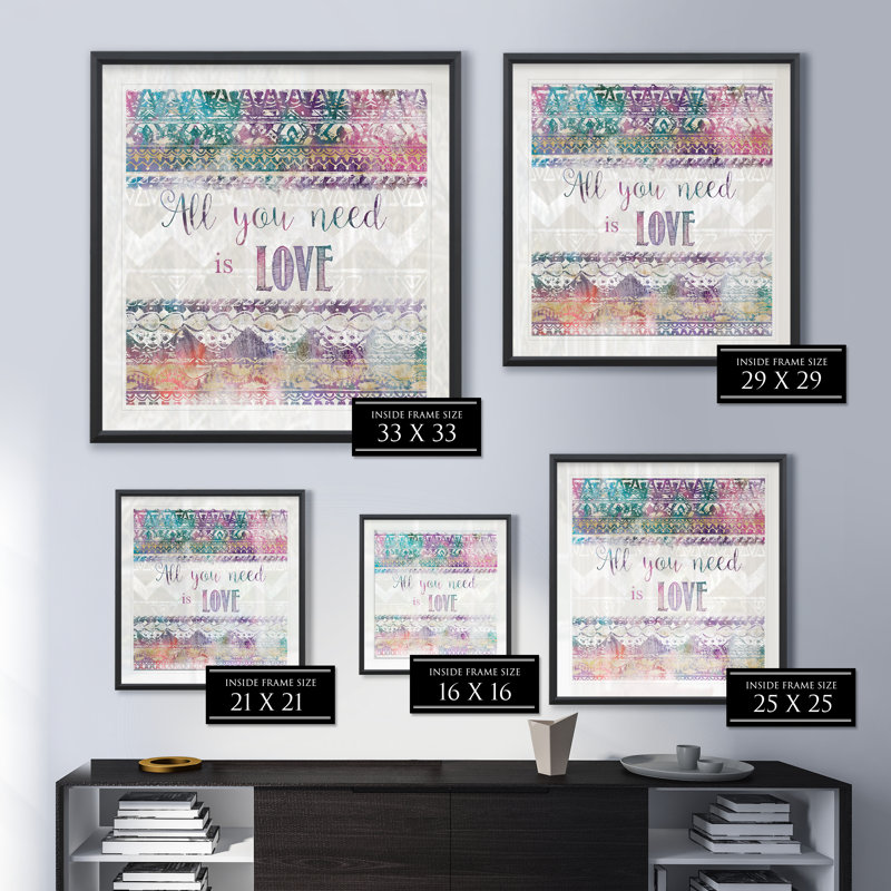 «Boho Love», reproduction encadrée, H 30,5 po x l 30,5 po x P 1,5 po