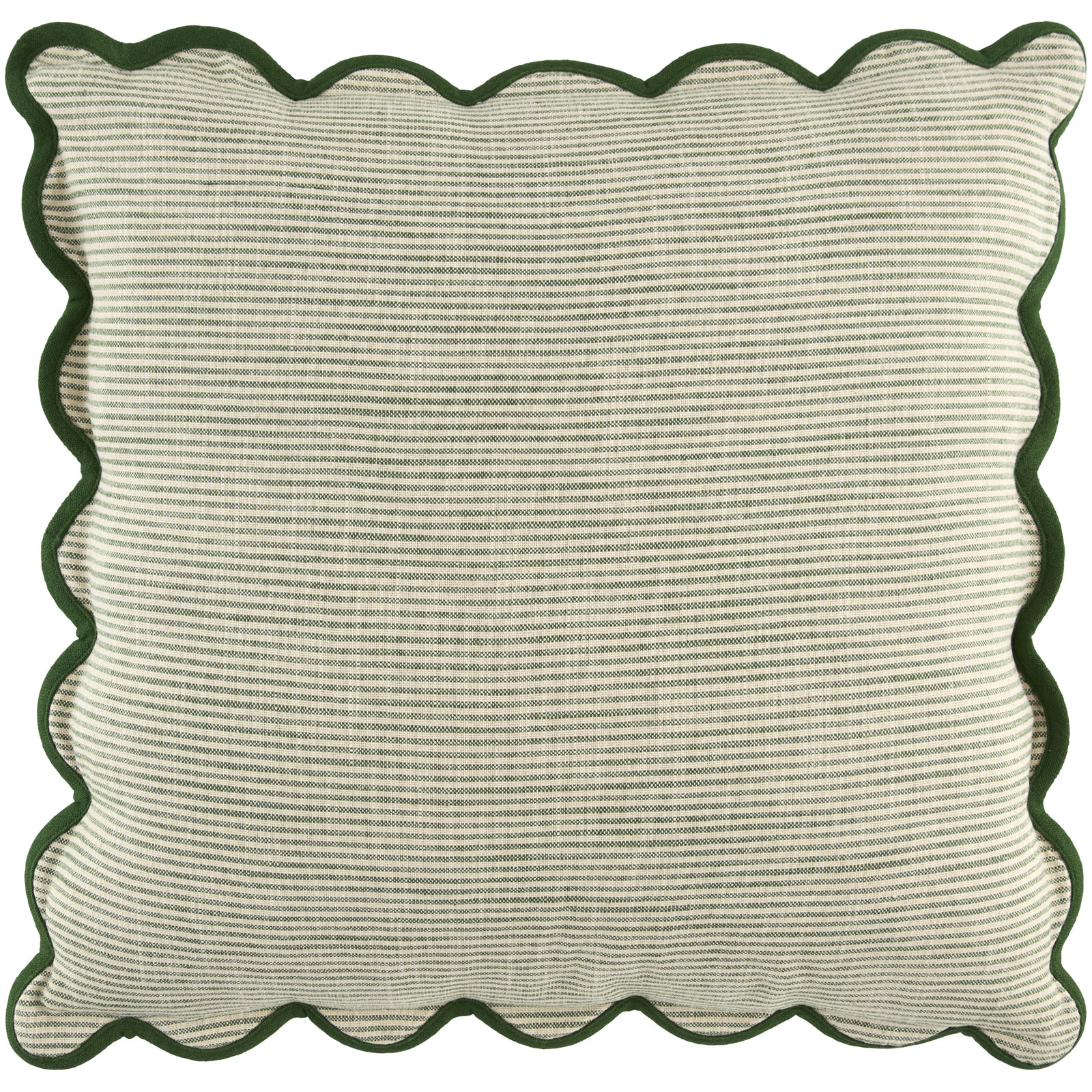 Arcella Striped Cotton Throw Pillow, Green/White, Square 18", Duck Down