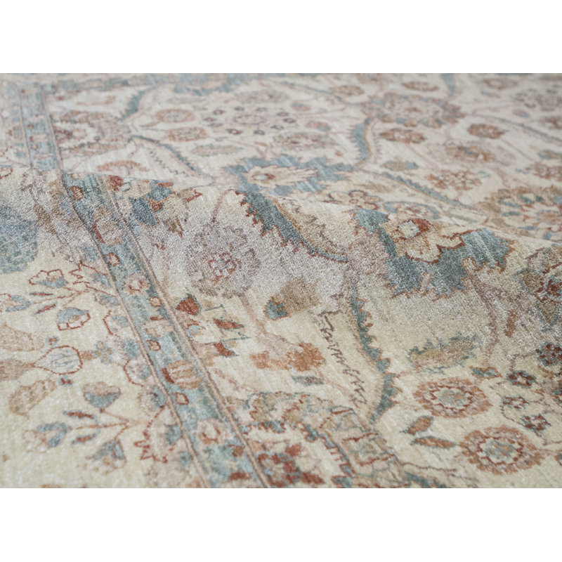 Aryana Hand-Knotted High-Quality Ivory/Teal/Brown Area Rug