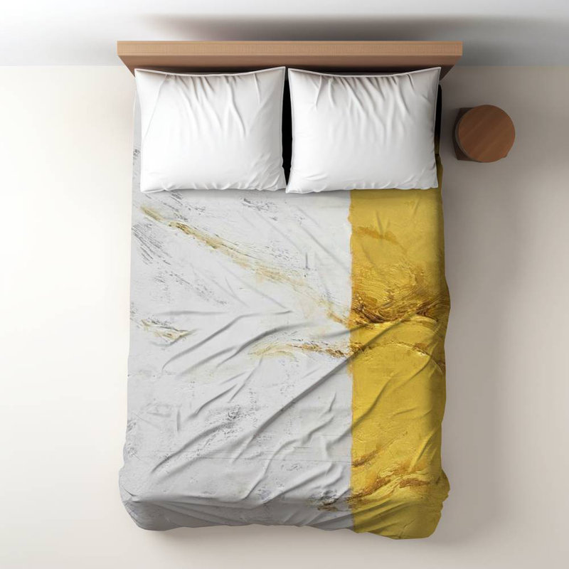 Polyester Sateen Duvet Cover, Twin Duvet, Blue Golden Shine