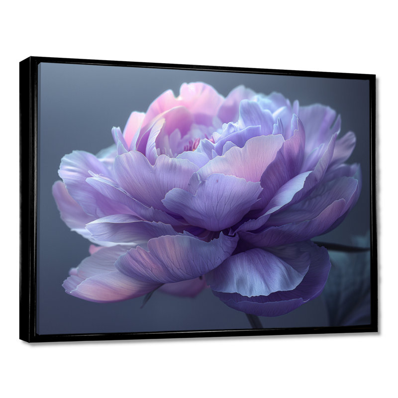 Russ - pivoines, art mural, salon, H 12 po x l 20 po, Cadre noir