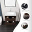Meuble-lavabo autoportant de 24 po avec lavabo, tiroir à fermeture en douceur, comptoir et dosseret en marbre de culture blanc de 2 po Carrara, contreplaqué, brun-1349720364-1349720366