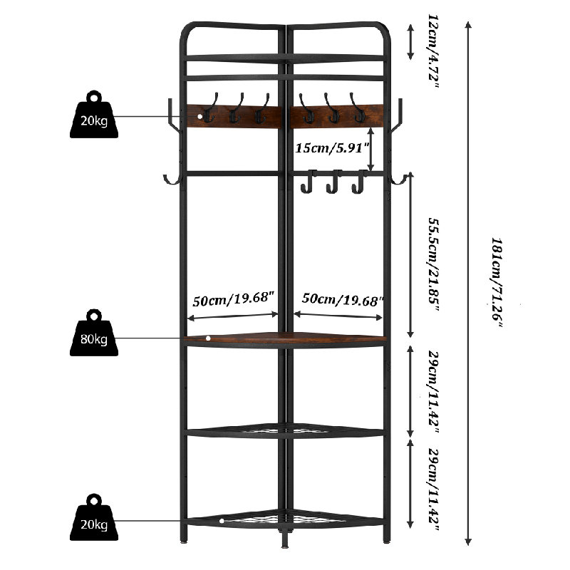 Arbre d'entrée en coin avec range-chaussures pour entrée