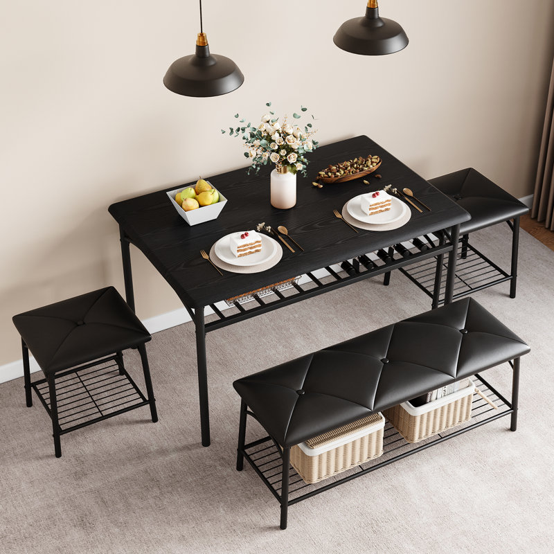 Ensemble de 4 tables de salle à manger Modern, Noir, Noir