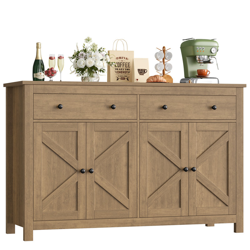 Buffet moderne 55,1 po Zosia, armoires de rangement crédence, tablettes réglables, Brun rustique